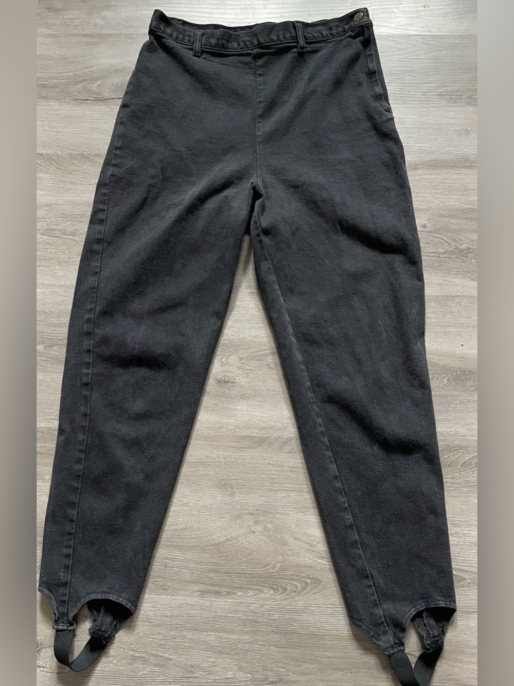 Sostanza Stirrup Pants Black Denim Sz 16 Short High Waist 90s Asthetics Vintage